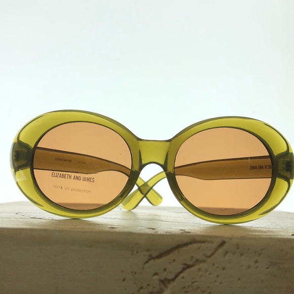 Elizabeth and James Accessories - Elizabeth And James Round Green Acrylic Thick Arm Yellow Tint